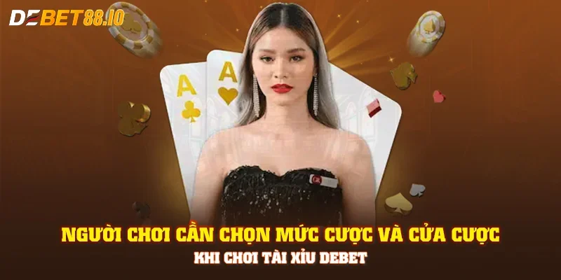 Người chơi cần chọn mức cược và cửa cược khi chơi Tài Xỉu DEBET